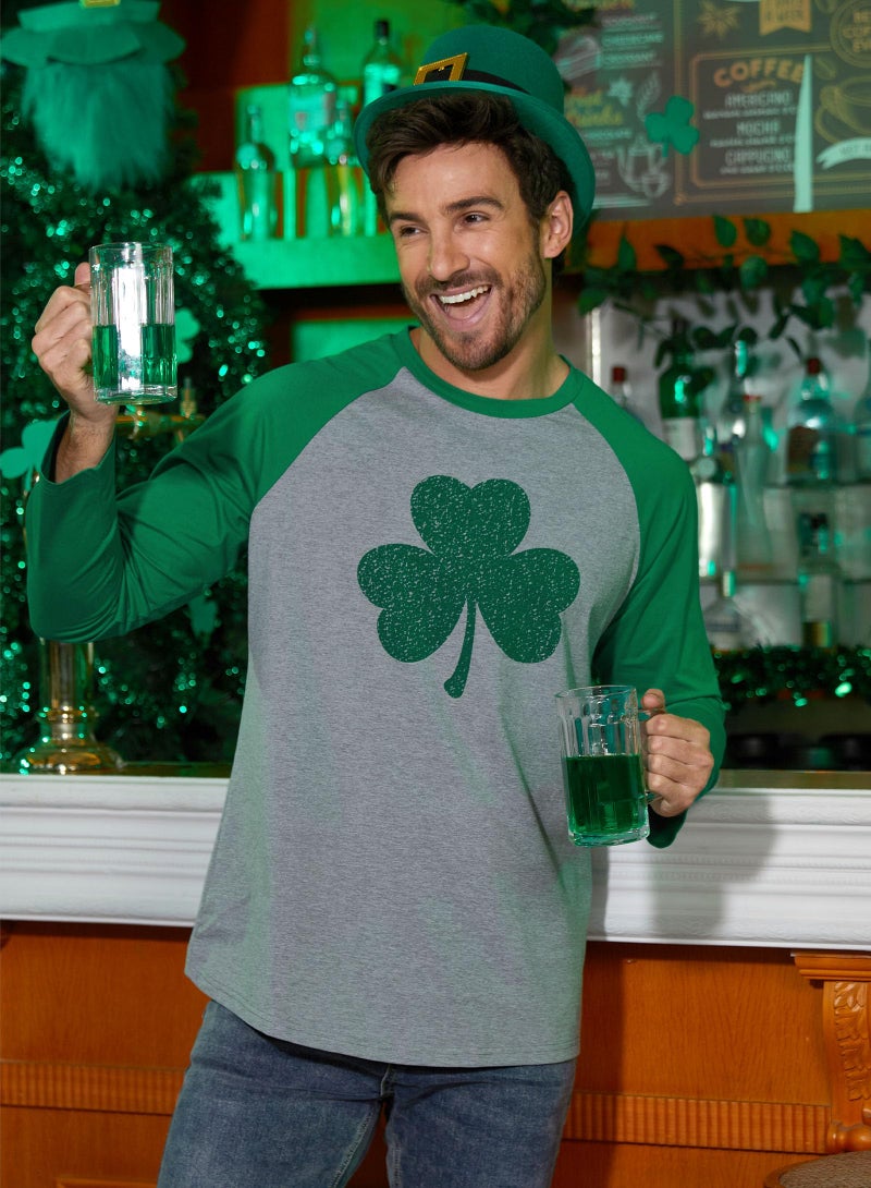 Arvilhill Mens Saint Patrick T Shirt Lucky Patricks Long Sleeve Print Tee Paddys 3 Leaf Shirts Ireland Festival Tshirt L - Image 4