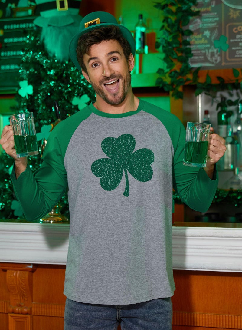 Arvilhill Mens Saint Patrick T Shirt Lucky Patricks Long Sleeve Print Tee Paddys 3 Leaf Shirts Ireland Festival Tshirt L - Image 2