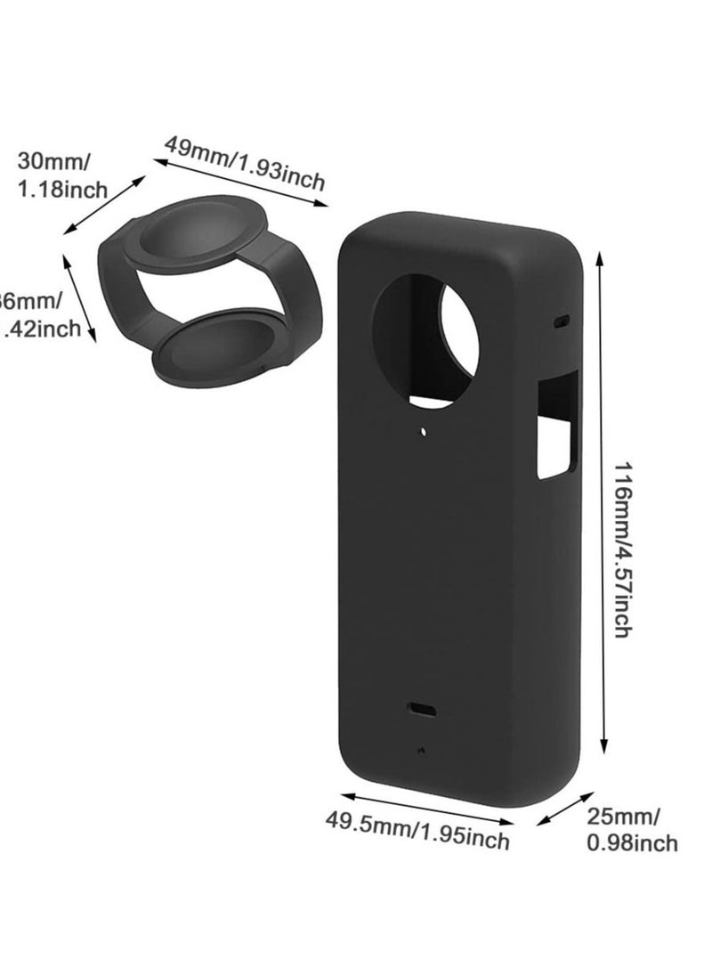 SYOSI - Action Camera Case Fit for Insta-360 ONE X3, Waterproof Durable Silicone Protective Cover Lens Cap Compatible for Insta-360 ONE X3 Accessory (Black) - Image 1