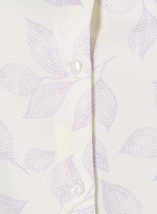 سبلاش فيڤ Basic Viscose Shirt Leaf Print