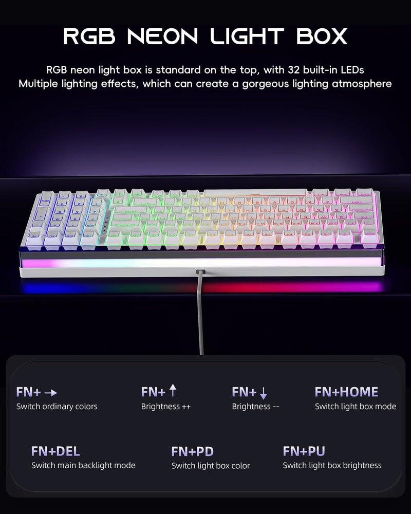 ZORNHER ZH99HE Mechanical Gaming Keyboard, Full Size White Gaming Keyboard with Creamy Switch,Soft RGB Backlit Light Box,Adjustable Actuation & Rapid Trigger, Hall Effect Technology - Image 5