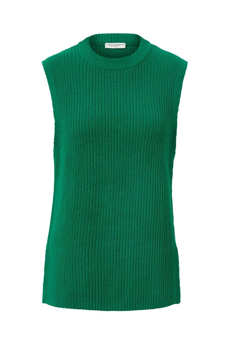 Tchibo Women Round Neck Sleeveless Knit Tank Top, Green  - Image 2