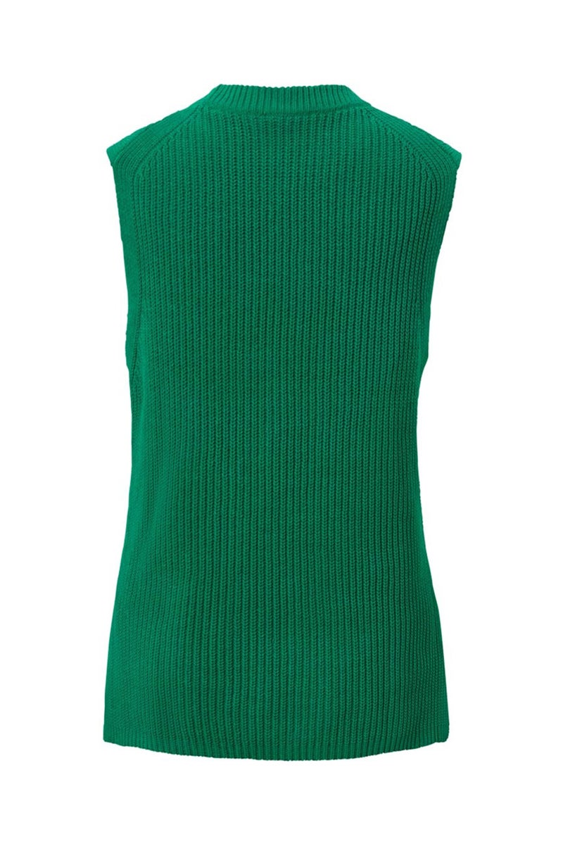 Tchibo Women Round Neck Sleeveless Knit Tank Top, Green  - Image 3
