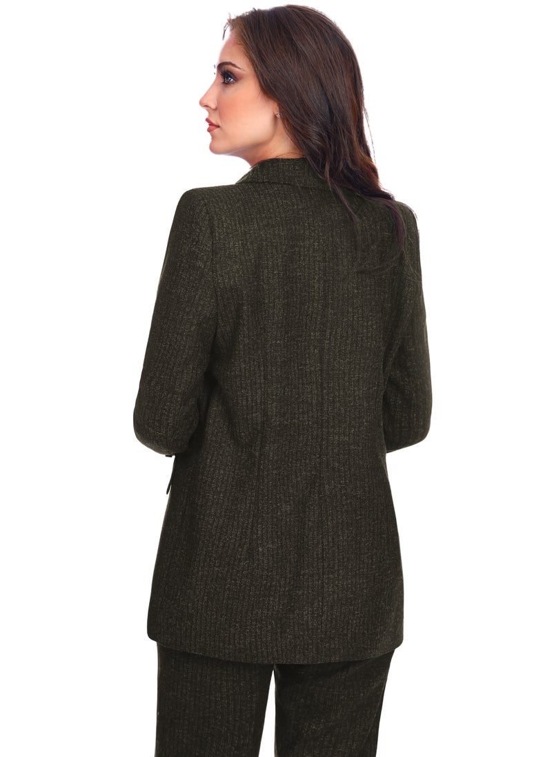 Smoky Egypt - Striped Wool Womens Blazer - Cafe - Image 1