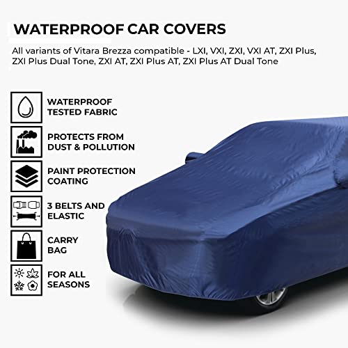 AutoGuys Car Cover Waterproof TF-I for Maruti Vitara Brezza [Year 2015 Onwards] - Vitara Brezza Car Cover Dust & UV Protection Vitara Brezza Car Body Cover with Mirror Pocket Soft Cotton Lining - Image 2