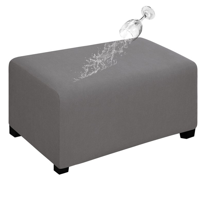 غطاء أوتومان قابل للتمدد ومقاوم للماء 100 مزدوج لكرسي التخزين القابل للطي واقي للأثاث غطاء ناعم لغرفة المعيشة مع قاعدة مرنة كبير جداً رمادي فاتح