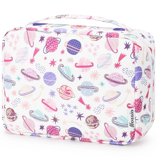 Mossio Hanging Toiletry Bag with Sturdy Hook - Large Portable Cosmetic Makeup Travel Organizer for Men & Women Colorful Planet - Image 1