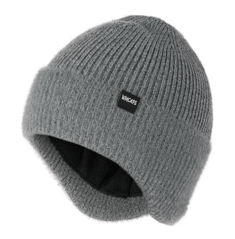 Wmcaps قبعة شتوية من ويمكابس مصنوعة من الفليس مع غطاء للأذن للرجال والنساء، قبعات صوفية دافئة (رمادي) - Image 1