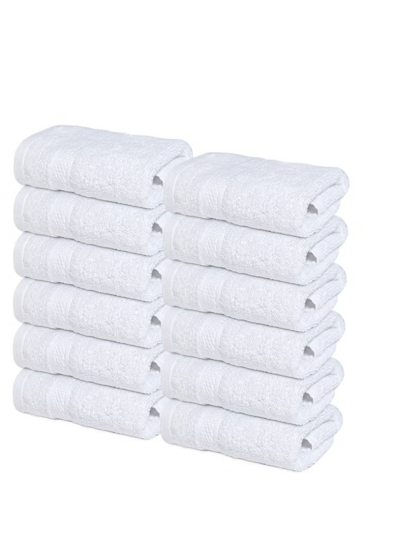 Rakzai Hand Towels 13x13 Inch – White Pack of 12 | Soft, Quick Dry, Absorbent Face Towels for Home, Gym, Kitchen & Salon Use - Image 1