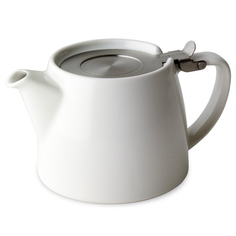 FORLIFE Stump Teapot with SLS Lid and Infuser, 18-Ounce, White - Image 1