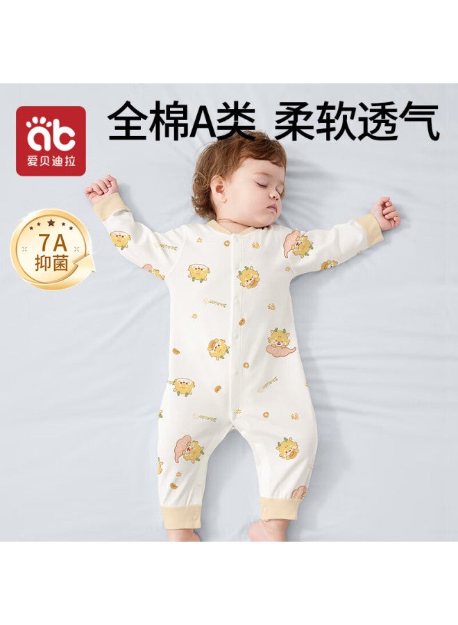 Aibedila Newborn Baby Romper Spring And Autumn Cotton Jumpsuit Uni Baby Front-opening Crawling Suit Early Autumn Onesie