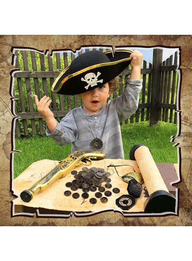 Geyoga 102 Pieces Pirate Theme Party Supply Include Vintage Pirate Treasure Gold Coins Pirate Skull Necklace And Pirate Compass Pirate Accessories Costume For Halloween Cosplay Party - Image 3