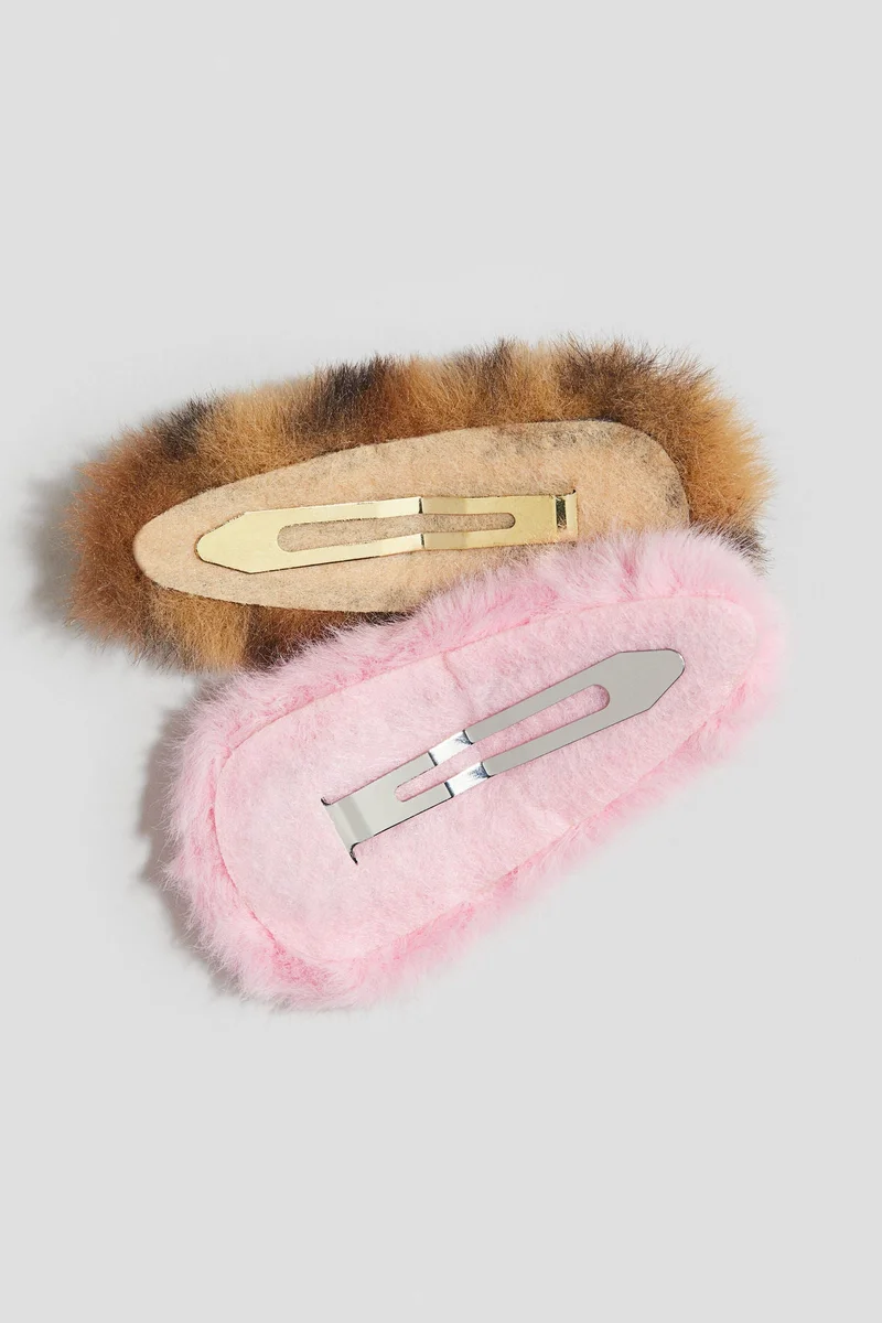 H&M 2-pack fluffy hair clips