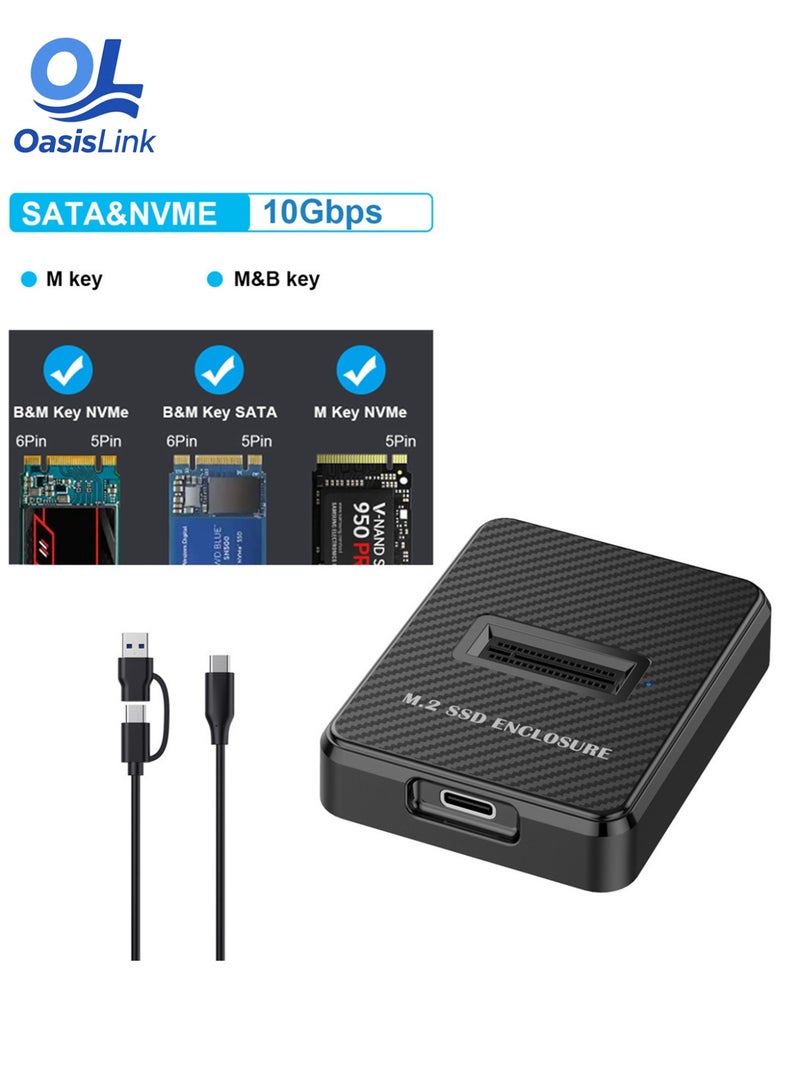 OasisLink ACASIS NVME SSD Reader Adapter, Aluminium Alloy Housing Fast Heat Dissipation, NVME to USB Docking Station, M.2 SSD to USB Adapter 10Gbps, Support M.2 (M Key) NVMe SSD and (B+M Key) SATA-Based SSD - Image 5