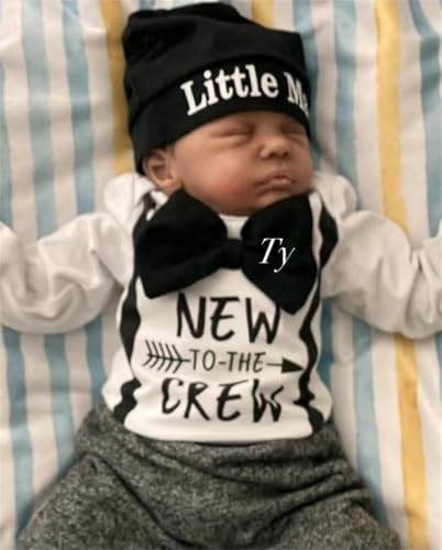 GYCV Realistic Reborn Baby Dolls Black Boy 19 Inch Lifelike Newborn Baby Boy Doll with Hair Weighted Cloth Body Baby Dolls African American Dark Skin Reborn Doll with Accessories for Kids Ages 3 - Image 1
