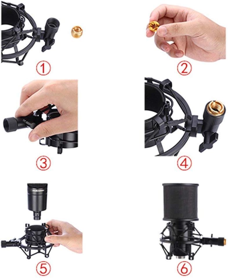 BTOOP Microphone Shock Mount with Pop Filter, Mic Anti-Vibration Suspension Shock Mount Holder Clip for Diameter 46mm-51mm Microphone - Image 5