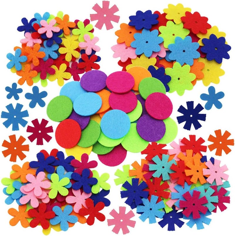 MAMUNU 4 Shapes 150 PCS Felt Flowers Fabric Flower Ornaments for Clothes, Bags, Shoes, Hats and Other Craft Decorations, Assorted Color - Image 1