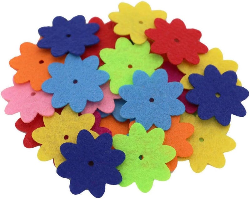 MAMUNU 4 Shapes 150 PCS Felt Flowers Fabric Flower Ornaments for Clothes, Bags, Shoes, Hats and Other Craft Decorations, Assorted Color - Image 2