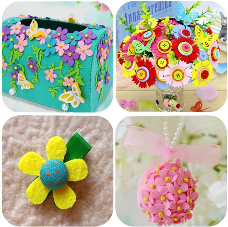 MAMUNU 4 Shapes 150 PCS Felt Flowers Fabric Flower Ornaments for Clothes, Bags, Shoes, Hats and Other Craft Decorations, Assorted Color - Image 4