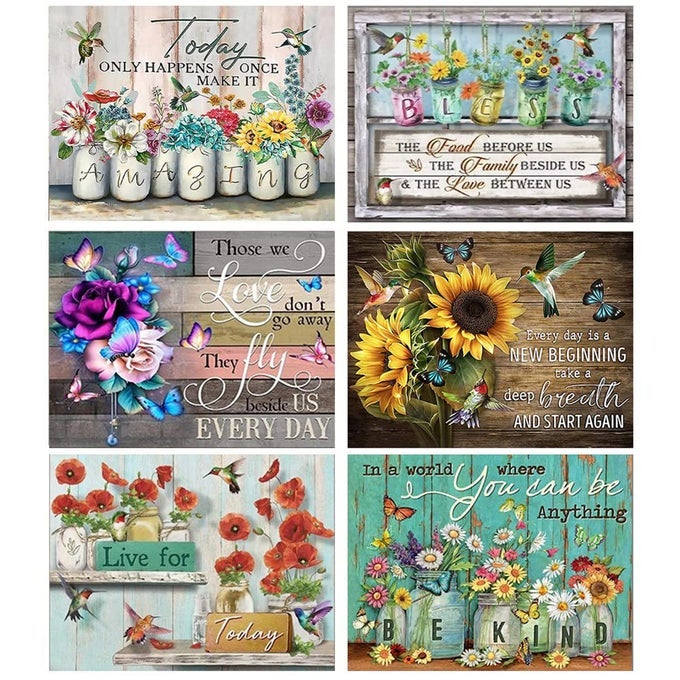 6 PACK DIAMOND PAINTING KITS ADULT BEGINNER DIY DIAMOND ART WITH DIAMONDS DRILL PAINTINGS GEM CRAFTS FOR WALL DECOR 118X157IN