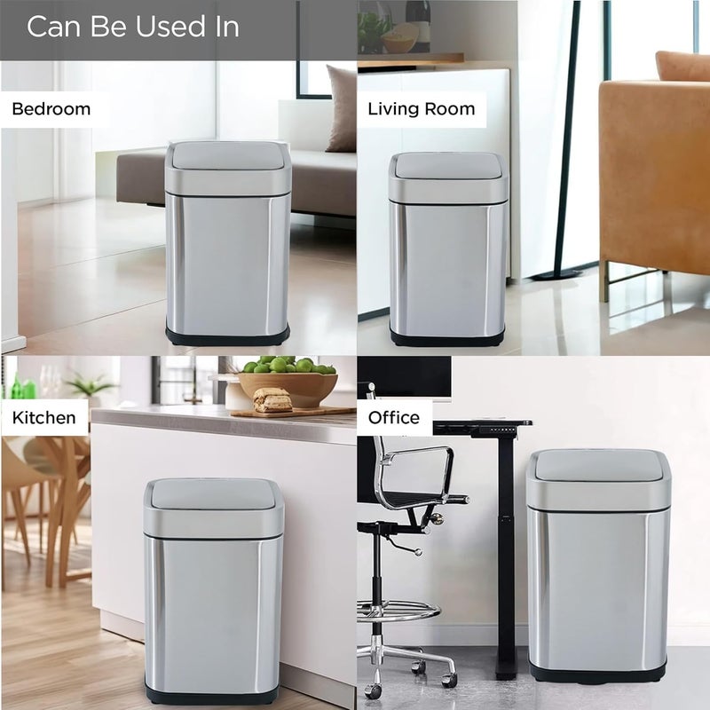 Kuber Industries 10L Stainless Steel Automatic Touchless Motion Sensor Dustbin Quick Open Soft Close Lid Garbage Bin for Kitchen Bathroom Indoor Outdoor Trash Can - Image 5