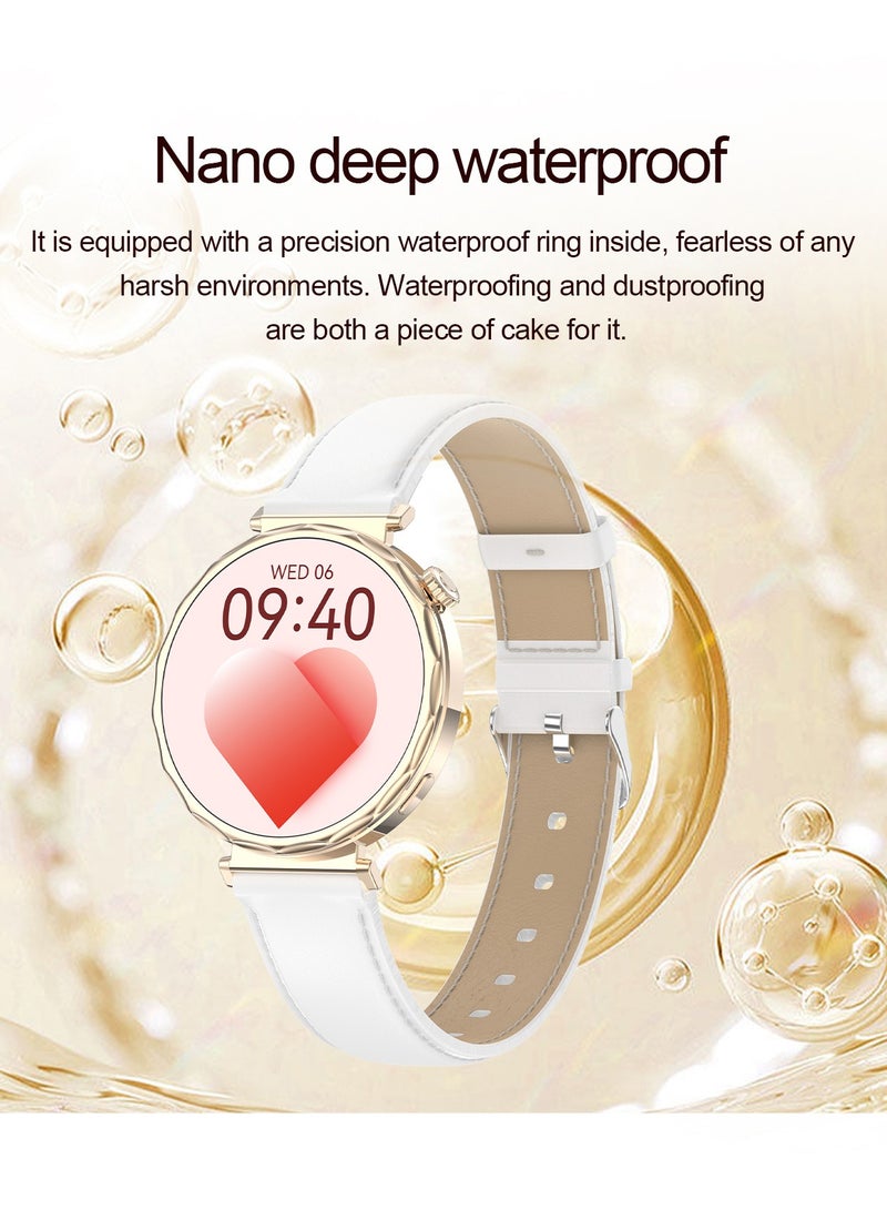 RollsTimi  Ladies Smart Watch, Thin Strap Design, High-Definition 1.6-Inch Screen, Nano-Grade IP68 Waterproof, 350 mAh Long Battery, Intelligent Bluetooth Call, Compatible With Android And IOS, Fashion Smartwatch, EX200 Leather Silver White - Image 3