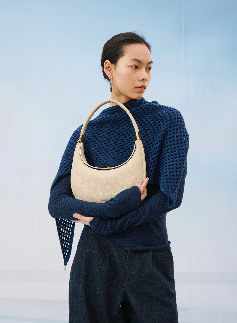 سونغمونت، متوسطة القمر انحناء حقيبة سلسلة، رأس الجلد، سعة كبيرة، حقيبة الهلال، حقيبة واحدة كتف تحت الذراع - العاج - Image 2