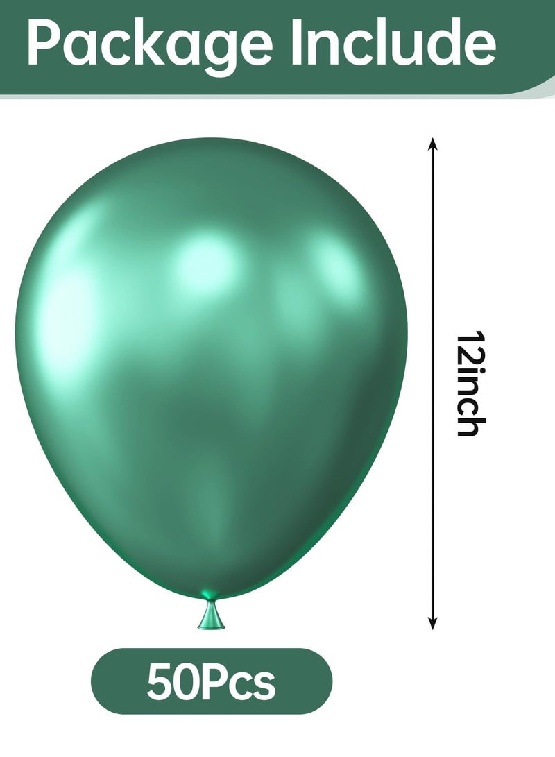 مجموعة من 50 بالونًا أخضر معدنيًا، بالونات لاتكس نابضة بالحياة مقاس 12 بوصة، مناسبة لأعياد الميلاد واحتفالات العيد الوطني السعودي ومناسبات الحفلات الأخرى. - Image 4