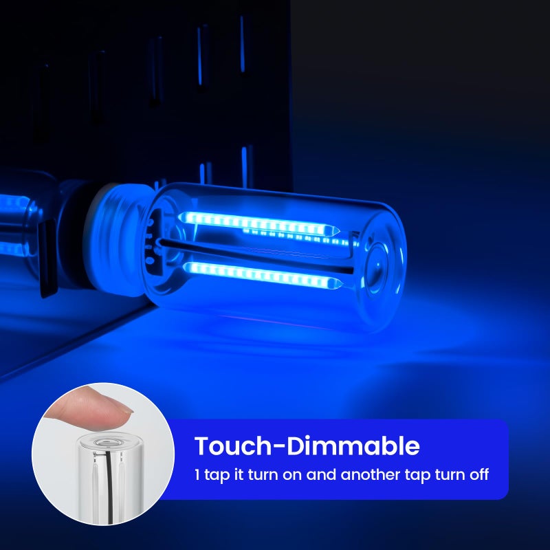Kairiyard 2 PCS Blue USB Interior Car Ambient Lights, Touch Control Adjustable Brightness Plug-in Retro Glass Bottle LED Night Lights for Car Bedroom Camping Party Holiday Decoration - Image 3