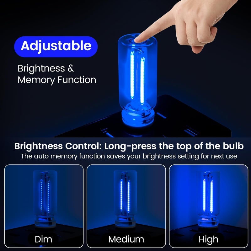 Kairiyard 2 PCS Blue USB Interior Car Ambient Lights, Touch Control Adjustable Brightness Plug-in Retro Glass Bottle LED Night Lights for Car Bedroom Camping Party Holiday Decoration - Image 4
