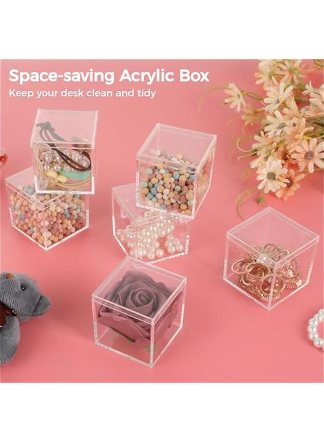 Arabest 40 Pcs Acrylic Boxes - Clear Small Square Display Boxes, 2.2 x 2.2 x 2.2 in, With Lids for Candy, Pill, Earring, Jewelry, Tiny Beads  - Image 4