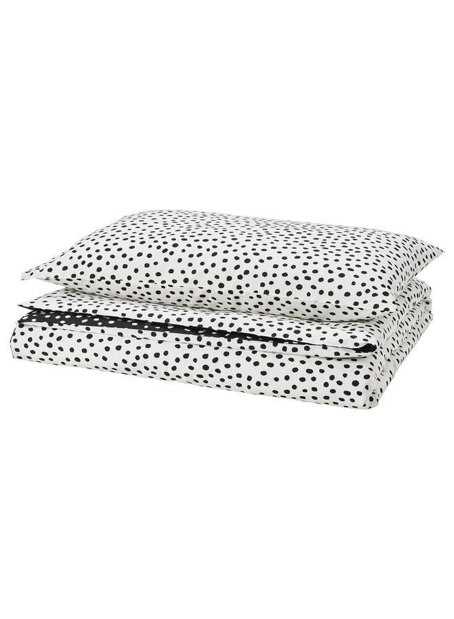Green Tiger Duvet Cover And Pillowcase, Black White/Dotted, 150X200/50X80 Cm - Image 1