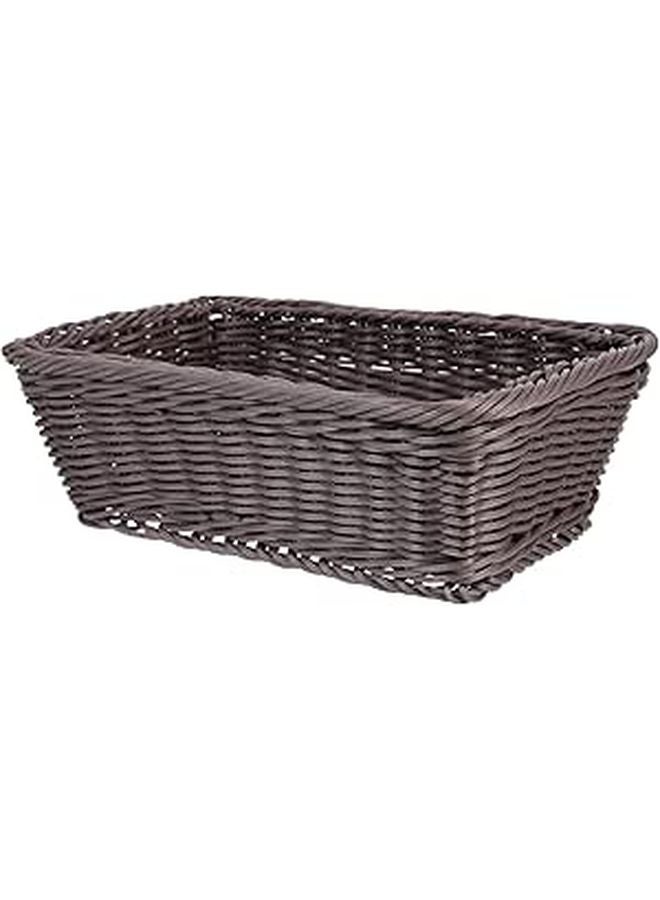 Plastic Woven Bread Basket Desktop Storage 30X20X10Cm Deep Coffee Color - Image 1