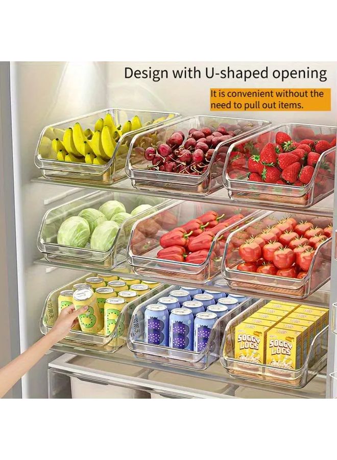 2pcs Transparent U Shape Refrigerator Organizer Bins For Fruits Vegetables Eggs Storage - Image 1