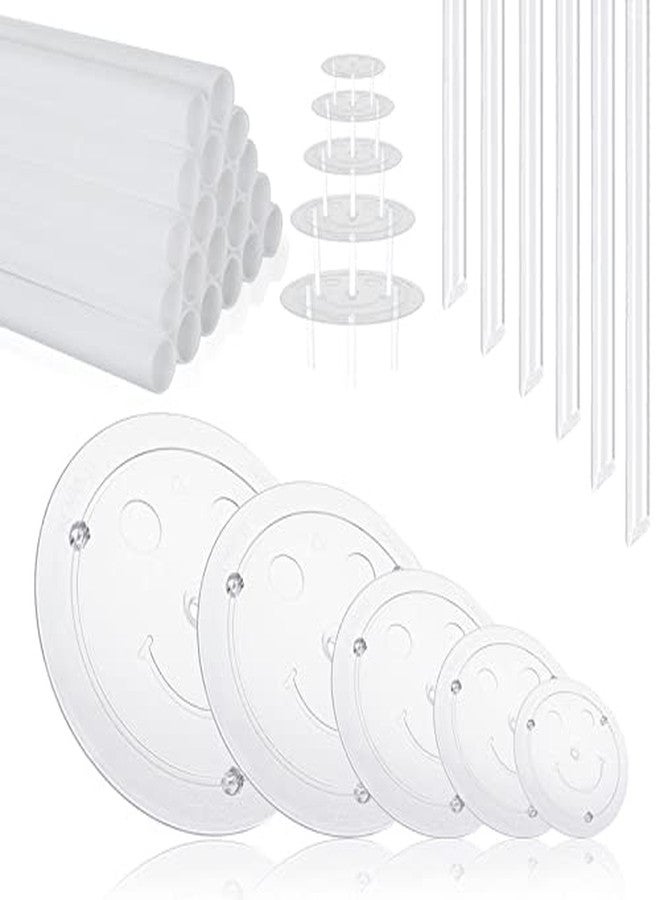 Ziqi 80 Pieces Plastic Cake Dowel Rods Set, 40 White Sticks Support with 10 Separator Plates for 4, 6, 8, 10, 12 Inch, 30 Clear Stacking Dowels Tiered Cakes - Image 1
