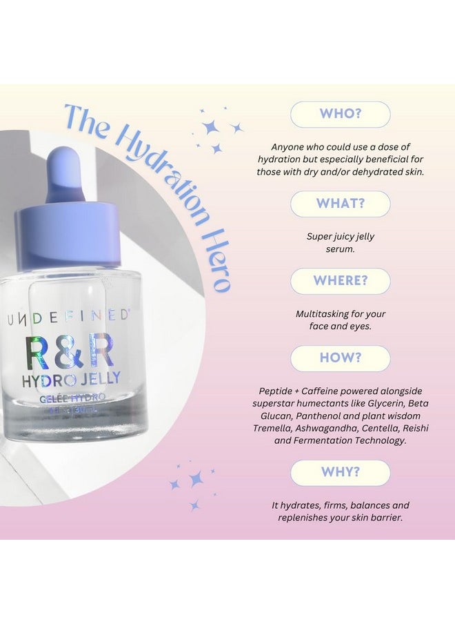 Undefined - Beauty R&R Hydro Jelly Face + Eye Serum Infused With Peptides Hyaluronic Acid Ashwagandha Centella Vegan Alternative To Snail Mucin For Dry Dehydrated Skin - Image 1