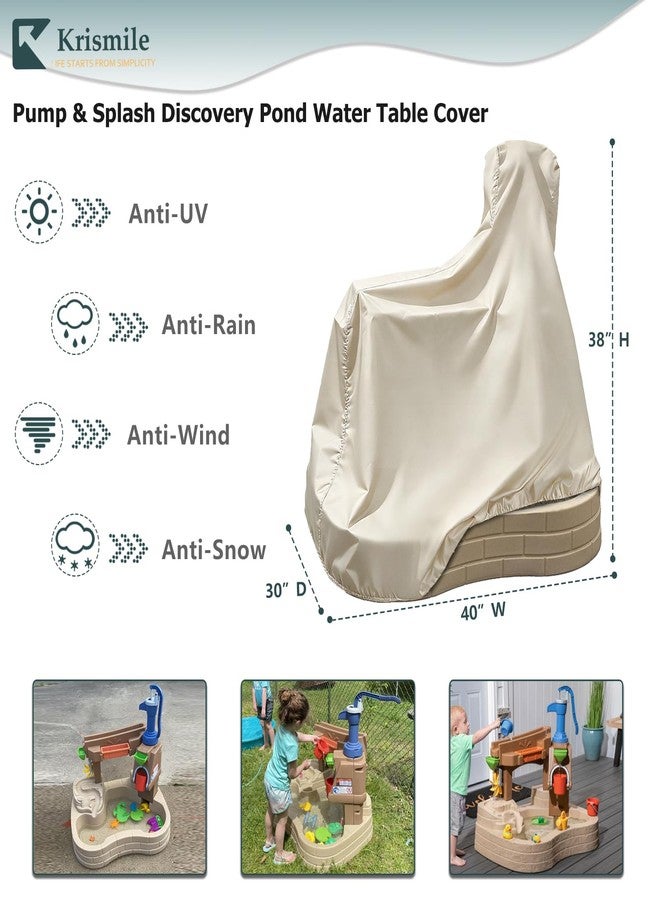 Krismile Kids Water Sensory Table Pool Cover, Heavy-Duty Waterproof Dust Proof Anti-UV Water Table Cover, Suitable for Splash Discovery Pond (Beige) - Image 2