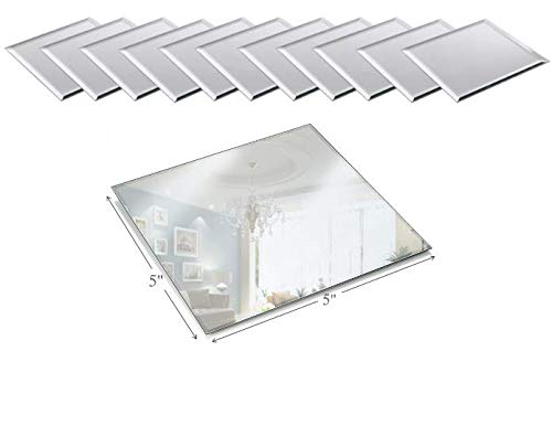 Light In The Dark 5 Inch Square Mirror Candle Plate with Beveled Edge Set of 12 Small Square Mirror for Centerpieces Wall Dcor Crafts