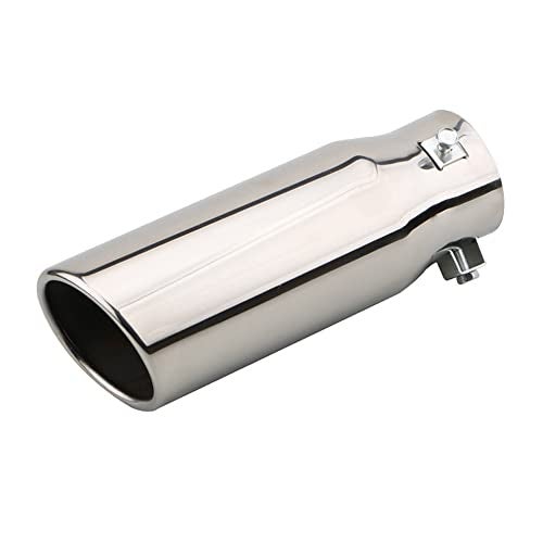 OtpOutopa Car Exhaust Tip 25 inch Inlet Universal Car Exhaust Pipe Modification Tail Throat Tail Pipe Stainless Steel Muffler Tip Long Tube 85 inch Tailpipe Silver