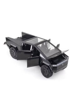 Dream Zone 1:24 Tesla Cyber truck Pickup With Motorcycle Alloy Car Model Diecast Toy Vehicle Sound and Light Simitation Cars Model Toys Gift (BLACK)  - Image 2