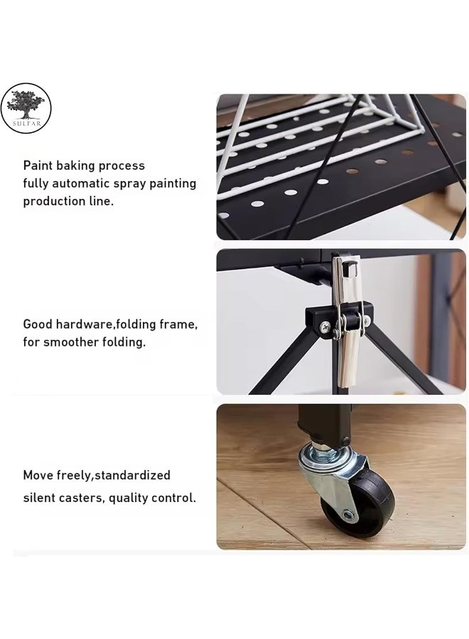 sulfar منظم تخزين قابل للطي من سولفار 5 طبقات، رفوف تخزين لخزانة المطبخ، رف تخزين متعدد الاستخدامات لغرفة المعيشة وغرفة النوم والمطبخ والمرآب باللون الأسود 35x72x160.5 سم - Image 4