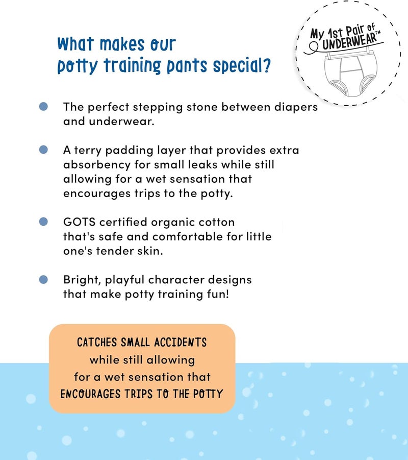 ZOOCCHINI Potty Training Pants Unisex, Organic, Fairy Tale Character, Absorbent, Soft and Comfortable Training Underwear for Girls and Boys 2-4 Years (Pack of 3) - Image 4
