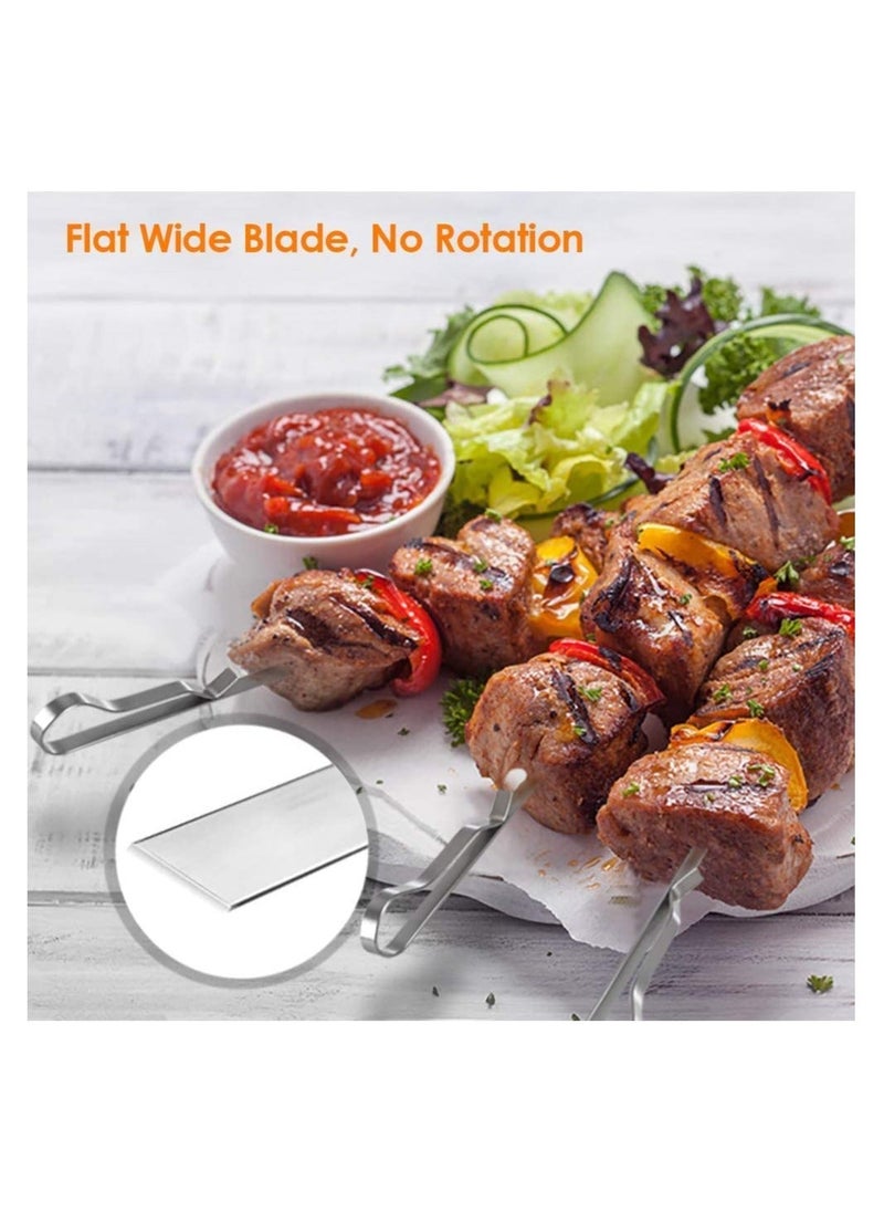 Y&D 10 Pcs Barbecue Skewers 17 Inch Stainless Steel Flat Metal BBQ Kabob Skewer Reusable Grilling Sticks Set Shish Kebab Needles for Outdoor Camping Outings Cooking Tools  - Image 2