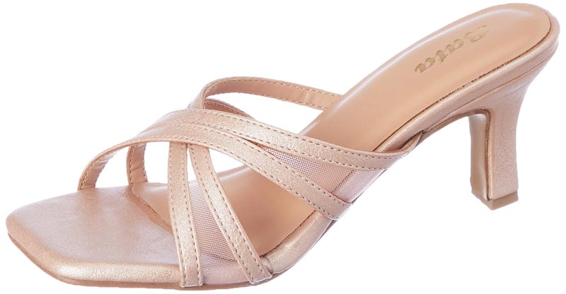 Bata Women Square Toe Kitten Heel Mule Sandal - Rose Gold 5 (UK) - Image 1