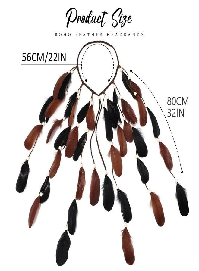 CAKURE Hair Feathers Gypsy Headpiece Viking Costume Feather Hippie Headband Fortune Teller Accessories for Women - Image 2