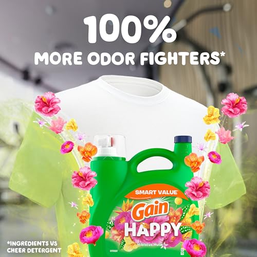 Gain Liquid Laundry Detergent, Happy, HE Compatible, 154 fl oz, 107 Loads - Image 4