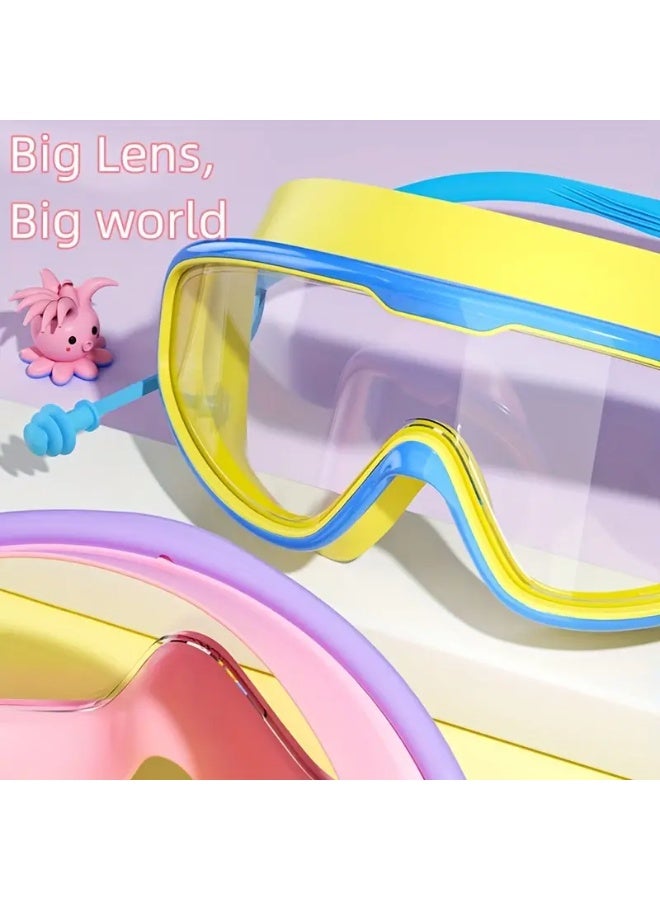 سينت هاوس نظارات سباحة للأطفال بإطار كبير مقاومة للماء ومضادة للضباب | مناسبة للأولاد والبنات من سن 3 إلى 14 عامًا (اللون: وردي)، تتضمن حافظة للنظارات - Image 4
