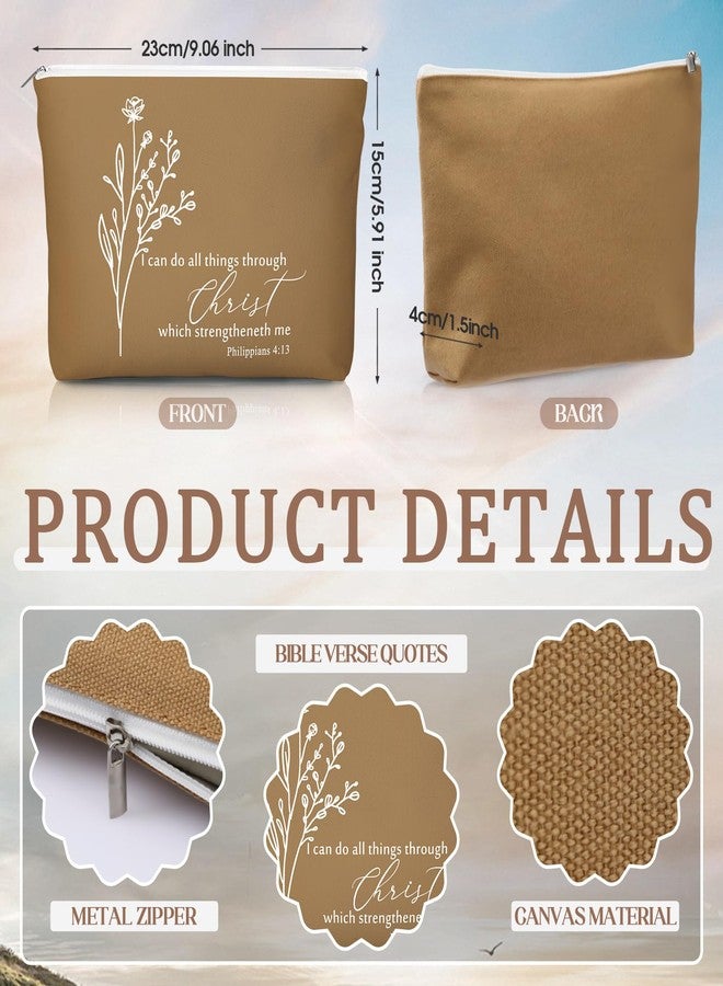 Reginary 30 Set Christian Gifts for Women 30 Religious Canvas Makeup Bags 30 Bible Verse Compact Mirrors Church Gifts for Ladies Group Pastor's Wife Clergy Appreciation(Neutral Colors,Aesthetic Style) - Image 2