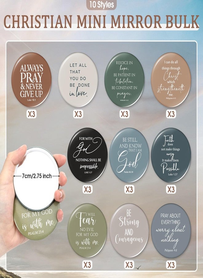 Reginary 30 Set Christian Gifts for Women 30 Religious Canvas Makeup Bags 30 Bible Verse Compact Mirrors Church Gifts for Ladies Group Pastor's Wife Clergy Appreciation(Neutral Colors,Aesthetic Style) - Image 3
