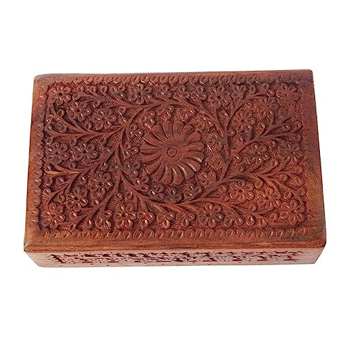 ZYNTIX Handmade Wooden Jewellery Box for Women | Jewel Organizer Hand Carved with Intricate Full Kashmiri Carvings | Wood Jewel Organizer | Jewelry box for woman Gift (12 X 8 Inch) - Image 3